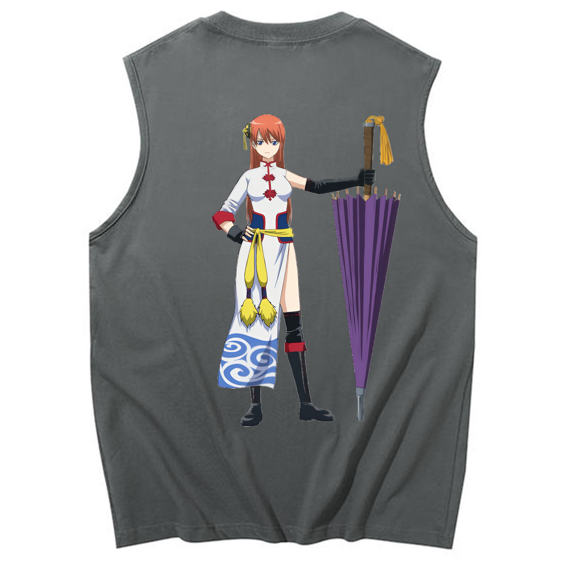 （画像用） ぎんたま 坂田銀時（さかたぎんとき） 神楽 志村新八（しむら しんぱち） GINTAMA Sakata Gintoki Kagura Shimura Shinpachi コットン100％タンクトップ（背面プリント）